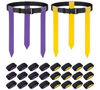 YFNVH Tag Rugby Belt Set for 14 Players, 14 Adjustable Belts & 42 Flags, Team Training Equipment for Schools & Clubs, Yellow/Purple