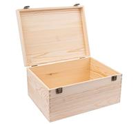 YFNVH Wooden Box with Lid, Large Storage Box 35.6 x 26.1 x 16.5 cm, Unfinished Wooden Box with Hinged Lid, Wooden Boxes for DIY Projects, Painting and Crafts