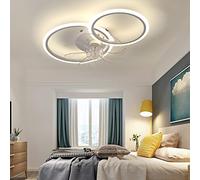 YFouCnd I 22.4' White Round Ceiling Fans with Lights and Remote Modern LED Ceiling Fan Dimmable 6 Speeds Fan Light Silent Ceiling Fan with Lamp Bedroom Decorative Fan Ceiling Light