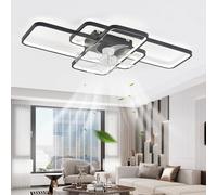 YFouCnd I Bedroom Large Ceiling Fans with Lights with Remote Control APP Reversible Fan Light Ceiling 6 Speed Dimmable Ceiling Fan Light Silent Timer Living Room Lounge Kitchen-Black||103CM