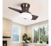 YFouCnd I Ceiling Fans with Lights, 24 Inch Low Profile Ceiling Fan with Light and Remote Control, Dimmable Reversible 6 Speed Noiseless Ceiling Fan Light for Bedroom Kitchen Dining Room Patio-Brown