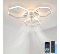 YFouCnd I Ceiling Fans with Lights and Remote - LED, 3 Colour Temperatures, Dimmable | 6 Speeds, Quiet DC Motor, Reversible | Timer, Memory Function, Smart | Modern, for Bedroom & Living Room, White