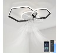 YFouCnd I Ceiling Fans with Lights and Remote - LED, 3 Colour Temperatures, Dimmable | 6 Speeds, Quiet DC Motor, Reversible | Timer, Memory Function, Smart | Modern, for Bedroom, Living Room, Black