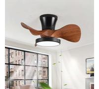 YFouCnd I Modern Small Ceiling Fans with Lights Reversible 6 Speed Silent Ceiling Fan Lights with Remote Control Smart Dimmable Ceiling Light Fan with Memory Function Bedroom Lounge-Dark Wood