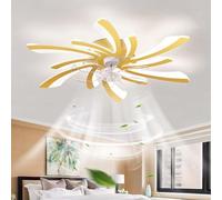 YFouCnd I Modern Smart Ceiling Fans with Lights DC Motor Reversible Silent Ceiling Fan Lights with Remote Control Dimmable 6-Speed Fan Light Timer Bedroom Living Room Ceiling Light Fan Lounge-Gold