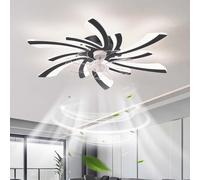 YFouCnd I Modern Smart Ceiling Fans with Lights DC Motor Reversible Silent Ceiling Fan Lights with Remote Control Dimmable 6-Speed Fan Light Timer Bedroom Living Room Ceiling Light Fan Lounge-Black