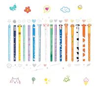 YFPOPONE 16 Pack Erasable Gel Pens, Cute Multicoloured Rub Out Pens 0.7mm | Gel Ink Rollerball Pen, 8 Assorted Inks, Adorable Animal Motifs, for Children's School Supplies Or Adults' Office supplies