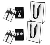 YFPOPONE 2Pcs Small Jewelry Boxes with 2 Gift Bag, 9x7x3cm Mini Gift Box with Bow for Earring Necklace Fixing，Jewelry Container Soft Velvet Small Box with Lid for Birthday, Wedding, Present (White)