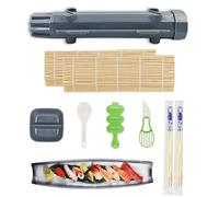 YFPOPONE Sushi Making Kit 9 Pcs, Beginner Sushi Set DIY Sushi Kit, Sushi Maker Includes Onigiri Mould Sushi Bazooka（Grey, Sushi Plate for Dipping Saucer, Sushi Set for Home Kitchens