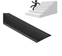 YFQYRB Stair Edge Protector, PVC Stair Nose Edging Trim, Self Adhesive Step Edge Trim Strips for Indoor Outdoor Easy Cuttable Anti Slip(Black,W 80mm/3.2in)