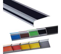 YFQYRB Staircase Step Edge Protector, Self Adhesive Stair Nose Edging Trim, Non Slip Stair Edge Protection Strips Easy Cuttable(Black,W 40mm/1.6in)