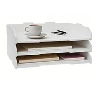 YFS 3-Tier Paper Letter Tray, Desk File Organizer, A3 Stackable Organizer for Office Supplies, Small PaperTrays, for Office Supplies,Desk Accessories & Workspace,Black (A3,White,Horizontal,3 Tier)