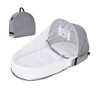 YFSAN Baby Travel Cot with Mosquito Net and Awning Portable Baby Cot Changing Bag Foldable Baby Cot with Mosquito Net Cuddly Nest Baby Cot (Gray)