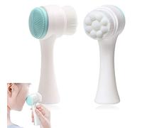 YFSEOS 2 in 1 Manual Facial Brush Cleansing,Silicone Double-Sided Face Wash Brush with Face Massager Brush,Massage Pore Ultra-Soft Manual Exfoliating (Blue)