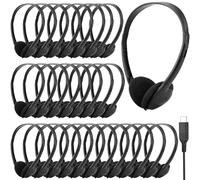 YFSFQS USB C Headphones Bulk 25 Pack for Classroom School Kids,USB Type C Headphones Class Set Compatible with Pad Smartphones (Black)