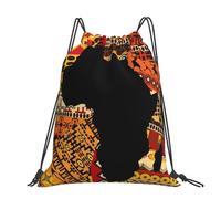 YFSGDLBN African Map Ethnic Pattern printed Large-sized casual drawstring backpack Sports Gym Bag