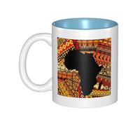 YFSGDLBN African Map Ethnic Pattern Printed Mug Ceramic Coffee Cup Interior-Colored Ceramic Mug