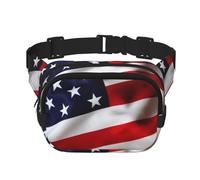 YFSGDLBN American Flag Printed Square Double Layer Waist Bag Daily Casual Chest Bag