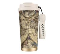 YFSGDLBN Ancient Map World Globe Printed 316 Stainless Steel Coffee Cup Carry Insulated Coffee Mug