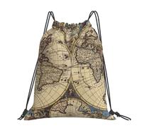 YFSGDLBN Ancient Map World Globe printed Large-sized casual drawstring backpack Sports Gym Bag