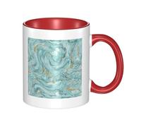 YFSGDLBN Azurite Teal and Foil Gold Oil Marble Pattern Printed Mug Ceramic Coffee Cup Double-Coloured Ceramic Mug
