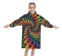 YFSGDLBN Bear Dancing Tie Dye printed Kids Blanket Hoodie Sweatshirt Wearable Blanket