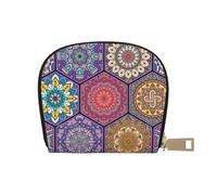 YFSGDLBN Beautiful Hexagon Printed Leather Shell Card Bag Zip Card Holder Coin Organiser