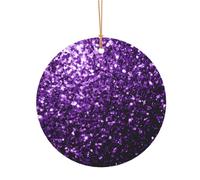 YFSGDLBN Beautiful Purple Glitter printed Aluminum Round Pendant Christmas decoration