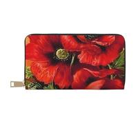 YFSGDLBN Beautiful Red Poppy Flower Printed Long Leather Wallet Clutch Wallet Zip Card Case