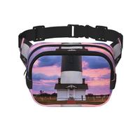 YFSGDLBN Beauty Lighthouse Printed Square Double Layer Waist Bag Daily Casual Chest Bag