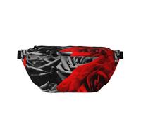 YFSGDLBN Black White and Red Roses Printed Crossbody Waist Pack Daily Casual Chest Bag