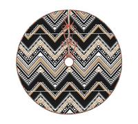YFSGDLBN Black White Tan Zigzag printed Christmas tree skirt Christmas Decoration Tree Skirt