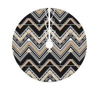 YFSGDLBN Black White Tan Zigzag printed Christmas tree skirt Christmas Decoration Tree Skirt