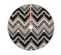 YFSGDLBN Black White Tan Zigzag printed Christmas tree skirt Christmas Decoration Tree Skirt