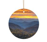 YFSGDLBN Blue Ridge Parkway Mountains printed Aluminum Round Pendant Christmas decoration