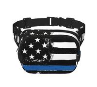 YFSGDLBN Blue Thin Line USA Flag Printed Square Double Layer Waist Bag Daily Casual Chest Bag