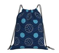 YFSGDLBN blue Volleyball printed Large-sized casual drawstring backpack Sports Gym Bag