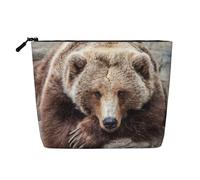YFSGDLBN Brown Bears Printed Fake Hemp Makeup Bag Daily Storage Bag Travel Cosmetic Bag