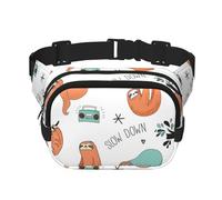 YFSGDLBN Brown Sloth Printed Square Double Layer Waist Bag Daily Casual Chest Bag