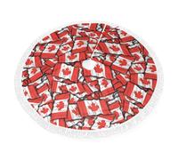 YFSGDLBN Canadian flag printed Christmas Tree Skirt Fringe-trimmed Christmas apron