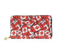 YFSGDLBN Canadian Flag Printed Long Genuine Leather Wallet Coin Purse Clutch Wallet Zip Card Storage Bag