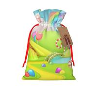 YFSGDLBN candy land printed Drawstring Gift Bags with Tag Christmas Decoration Bag