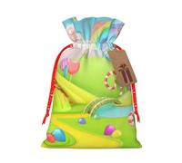 YFSGDLBN candy land printed Drawstring Gift Bags with Tag Christmas Decoration Bag