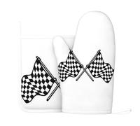 YFSGDLBN Checkered Flags Race Flag printed Oven Mitts and Pot Holders Set Silicone heat-resistant glove