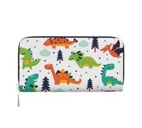 YFSGDLBN Colorful Dinosaurs Printed Leather Hand Wallet Long Genuine Leather Wallet Coin Purse