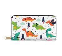 YFSGDLBN Colorful Dinosaurs Printed Long Leather Wallet Clutch Wallet Zip Card Case