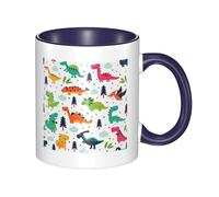 YFSGDLBN Colorful Dinosaurs Printed Mug Ceramic Coffee Cup Double-Coloured Ceramic Mug