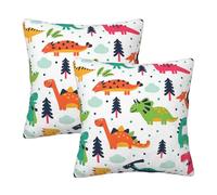 YFSGDLBN Colorful Dinosaurs printed Square pillow Set of 2 decorative pillowcase