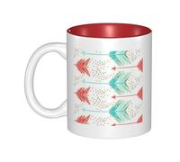 YFSGDLBN Coral and Teal Arrows Printed Mug Ceramic Coffee Cup Interior-Colored Ceramic Mug