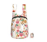 YFSGDLBN Corgi Floral Flowers printed Foldable storage backpack Sports Gym Bag
